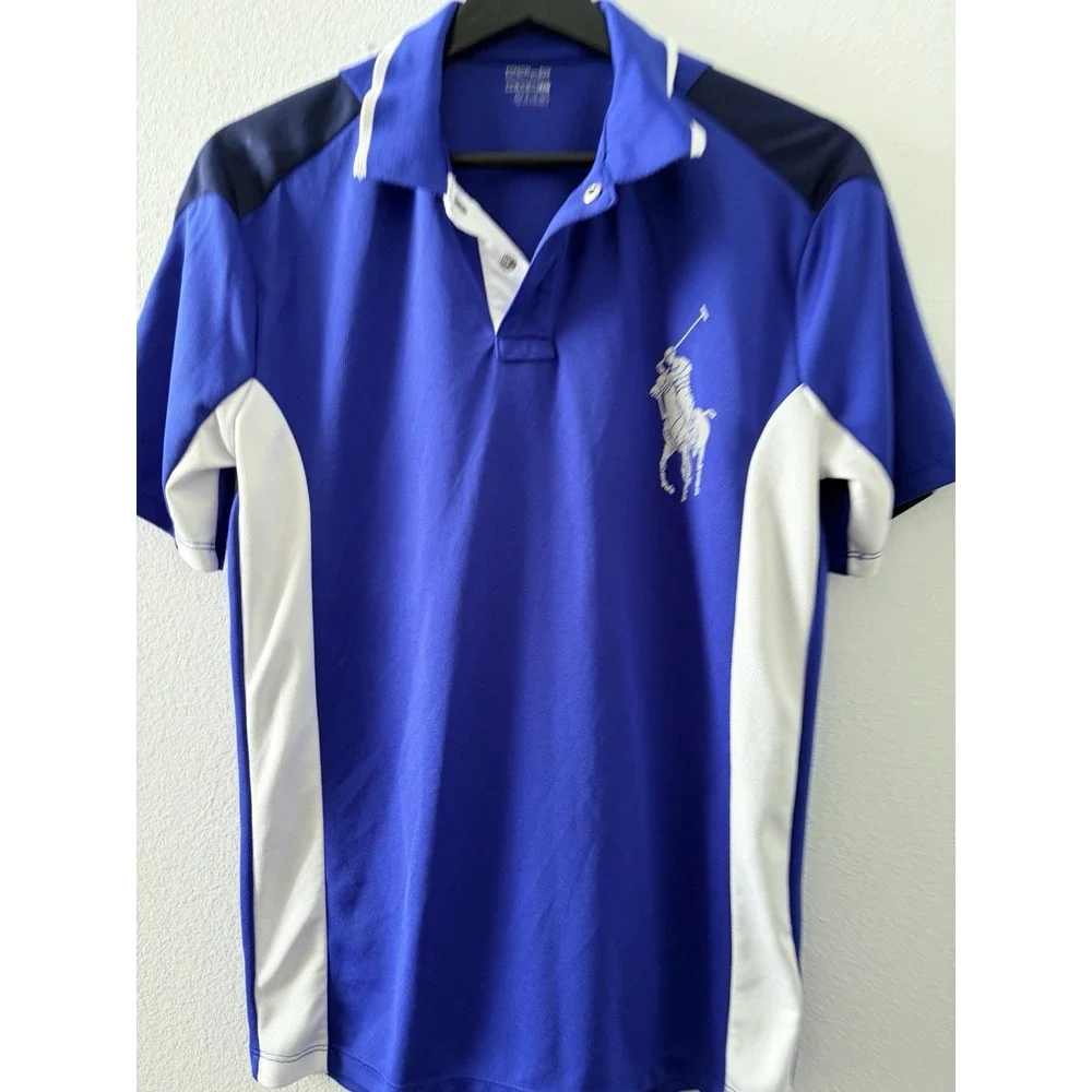 Polo Ralph Lauren Men's Performance Polo Shirt Blue White Short Sleeve Xl